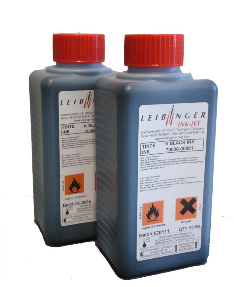 Leibinger CIJ ink and makeup fluid bottles