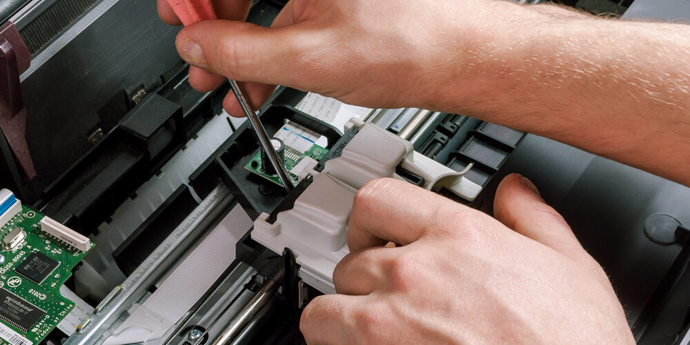 Continuous printer component repair